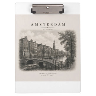 Amsterdam | Vintage Travel City Design Klemmbrett