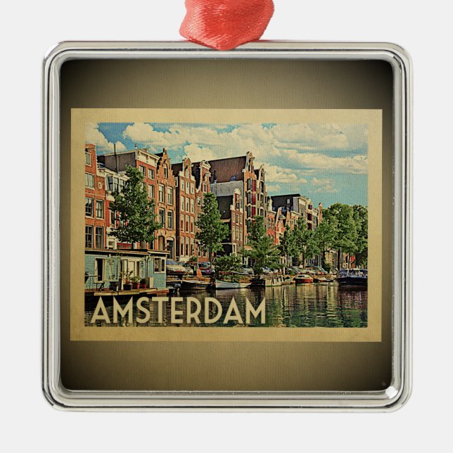Amsterdam Vintage Travel Ornament Niederlande (Vorne)