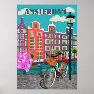 Amsterdam Vintage Travel Poster