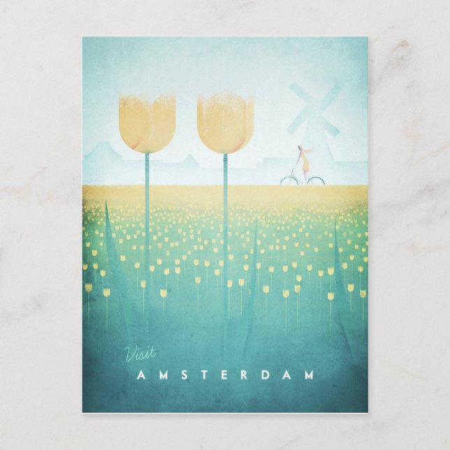 Amsterdam Vintage Travel Poster - Art Postkarte (Vorderseite)