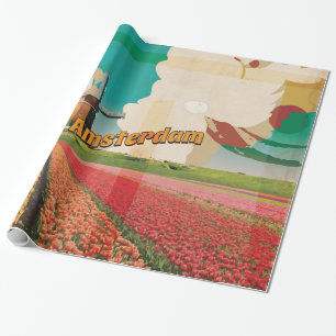 Amsterdam Vintage Travel Poster Geschenkpapier