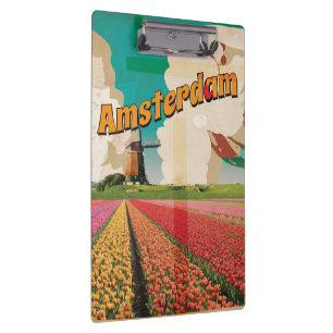 Amsterdam Vintage Travel Poster Klemmbrett