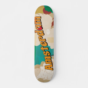 Amsterdam Vintage Travel Poster Skateboard
