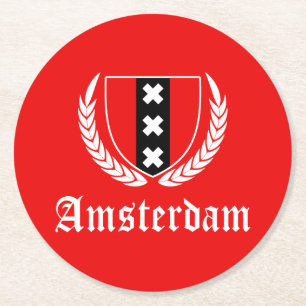 Amsterdam-Wappen Runder Pappuntersetzer