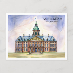 Amsterdam Watercolor Postcard Feiertagspostkarte