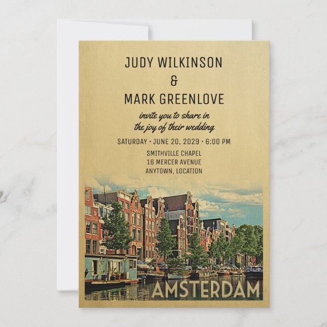 Amsterdam Wedding Einladung Niederlande Holland (Vorderseite)
