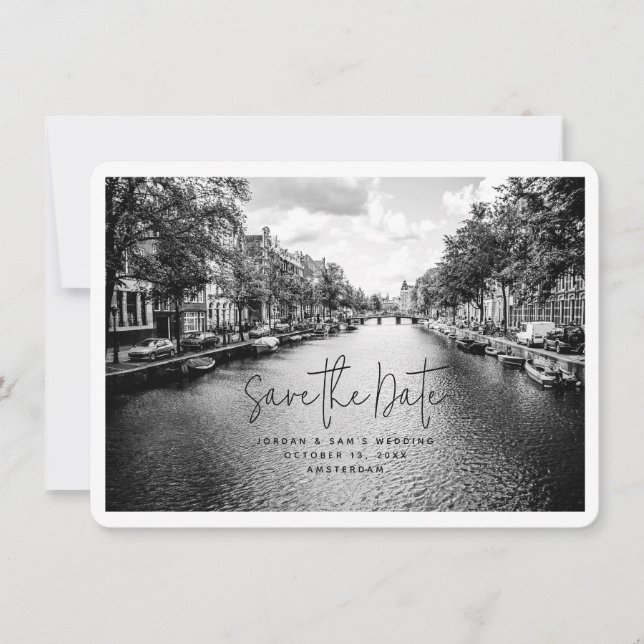 Amsterdam Wedding Foto Save the Date Einladung (Vorderseite)