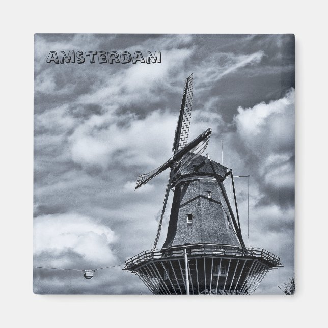 Amsterdam - Windmill, Holland (Kühlschrankmagnet) Magnet (Vorne)