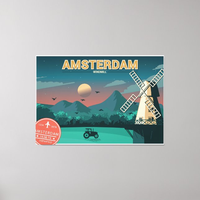 Amsterdam Windmill Leinwanddruck (Vorderseite)