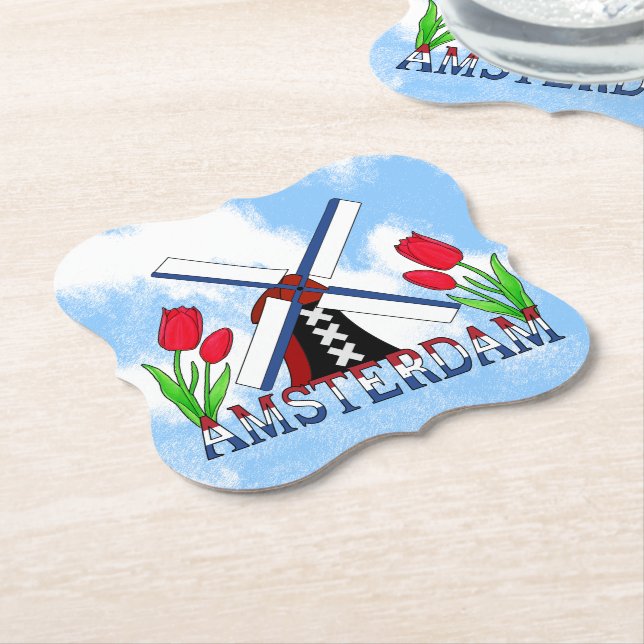 Amsterdam Windmill Tulips Niederlande Untersetzer (angewinkelt)