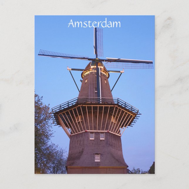 Amsterdam Windmühle Postkarte (Vorderseite)