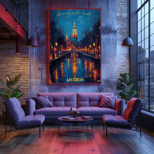 Amsterdamer Abende - Spiegelungen der Ruhe Poster