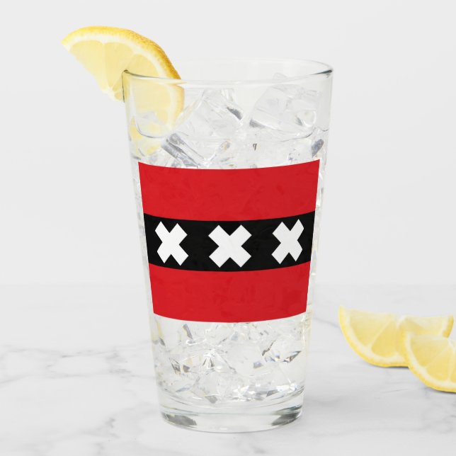 Amsterdamer Flagge Glas (Vorderseite Ice)