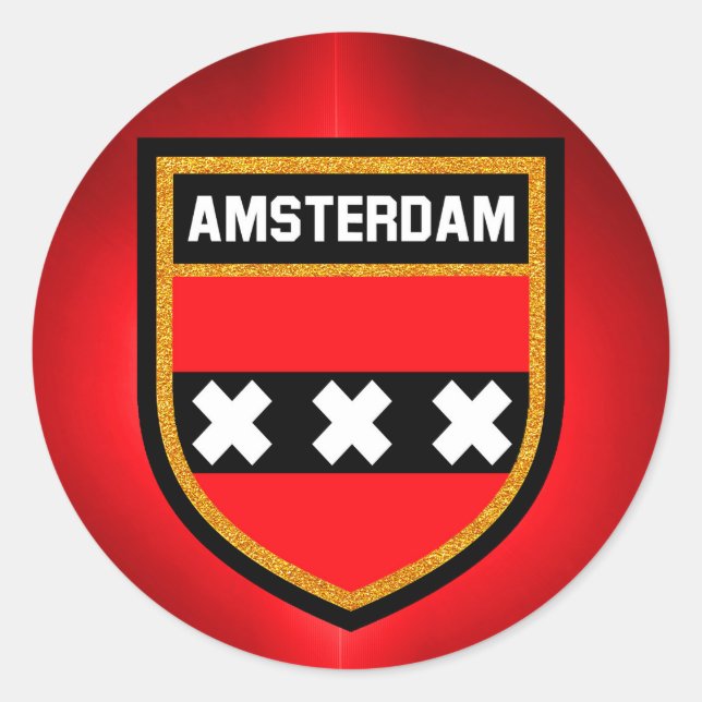 Amsterdamer Flagge Runder Aufkleber (Vorderseite)