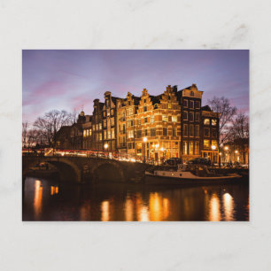 Amsterdamer Kanalhäuser bei der Postkarte