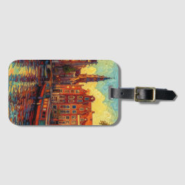 Amsterdamer Kanalhäuser im Stil von van Gogh Gepäckanhänger