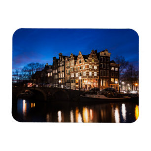 Amsterdamer Kanalhäuser nachts Magnet