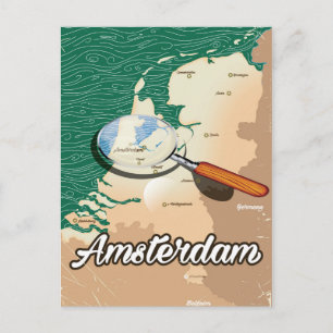 Amsterdamer Vintager Stadtplan Postkarte