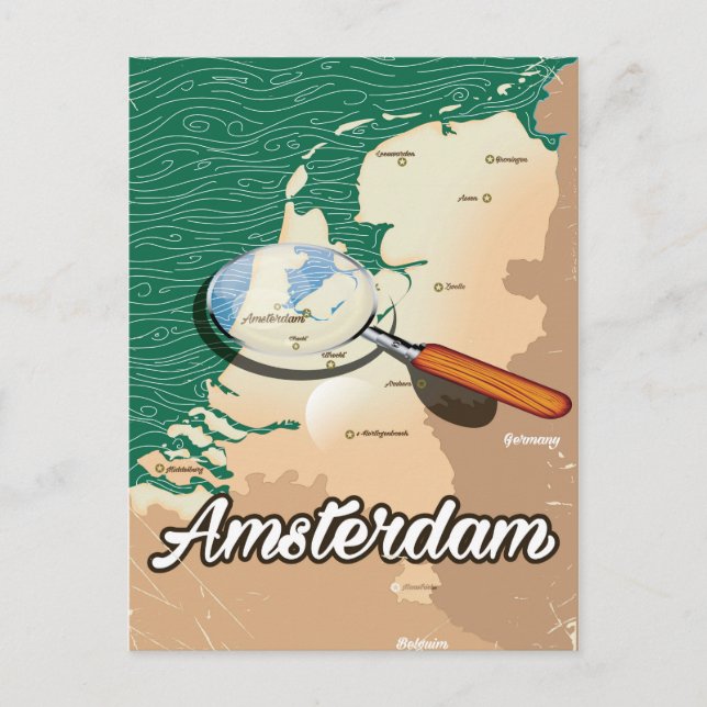 Amsterdamer Vintager Stadtplan Postkarte (Vorderseite)