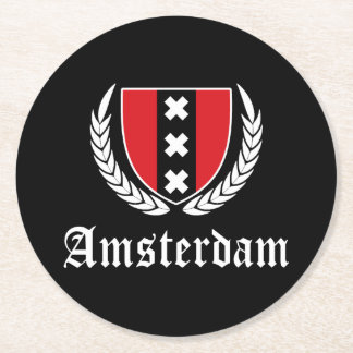 Amsterdamer Wappen Runder Pappuntersetzer