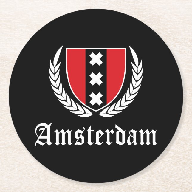 Amsterdamer Wappen Runder Pappuntersetzer (Vorderseite)