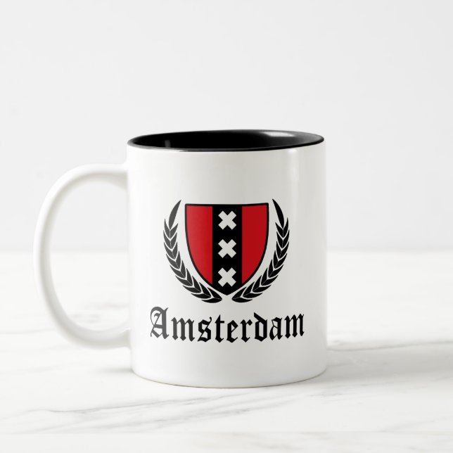 Amsterdamer Wappen Zweifarbige Tasse (Links)