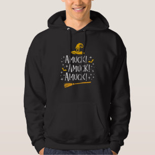 Amuck Amuck Amuck Broom Bats Hat Halloween Sister Hoodie