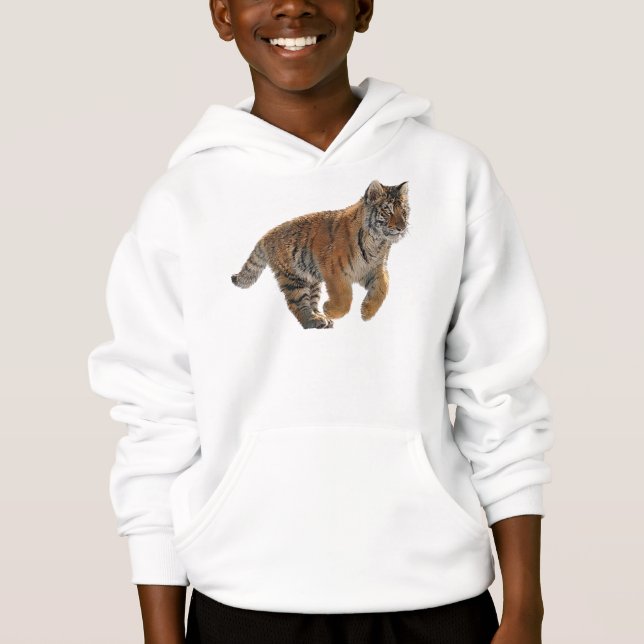Amur Tiger Cub Wildlife Art Hoodie (Vorderseite)