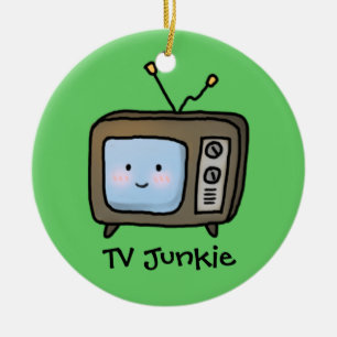Amüsante süße Retro-TV-Junkie-Doodle Keramikornament