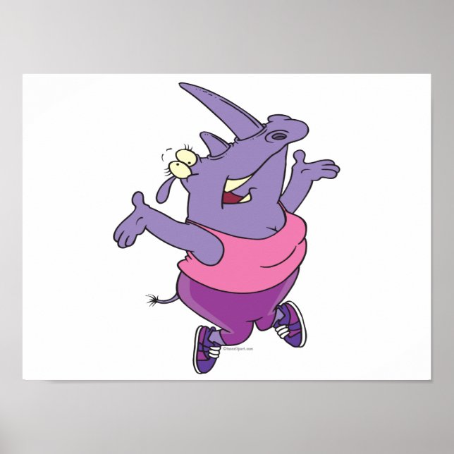 amüsantes Training von Nashorn Cartoon Poster (Vorne)