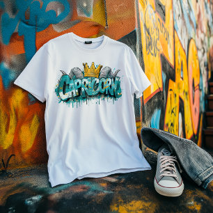 Amüsiertes Capricorn Zodiac Graffiti Airbrush Tri-Blend Shirt