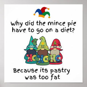 Amusing Fat Mince Pie Joke Poster