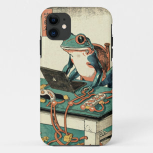 Amusing Frog Working on Computer Funny Frog Case-Mate iPhone Hülle