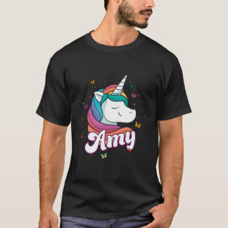Amy - Adorable Girlaname mit schönem Einhorn T-Shirt