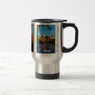 Amy auf roter Felsen-Überfahrt-Tasse Reisebecher