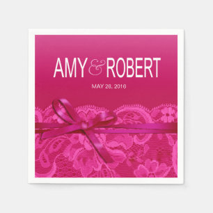Amy Bows Ribbon & Lace Wedding Fuschia Serviette