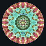 AMY ~ CHRISTMAS 2024 ~ WOW! Red Green Gold Runder Aufkleber<br><div class="desc">Das ist ein buntes Kaleidoskop-Muster,  aus Rot-,  Grün- und Goldtönen. Es ist 3D.</div>