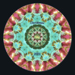 AMY ~ CHRISTMAS 2025 ~ WOW! Red Green Gold Runder Aufkleber<br><div class="desc">Das ist ein buntes Kaleidoskop-Muster,  aus Rot-,  Grün- und Goldtönen. Es ist 3D.</div>
