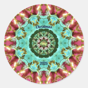 AMY ~ CHRISTMAS 2025 ~ WOW! Red Green Gold Runder Aufkleber