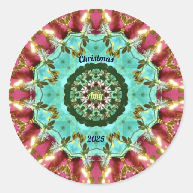 AMY ~ CHRISTMAS 2025 ~ WOW! Red Green Gold Runder Aufkleber (Vorderseite)