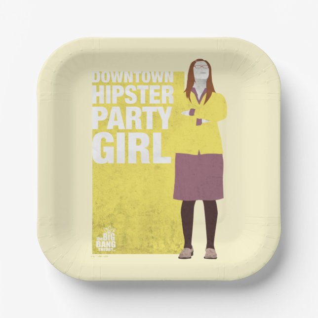 Amy | Downtown Hipster Party Girl Pappteller (Vorderseite)