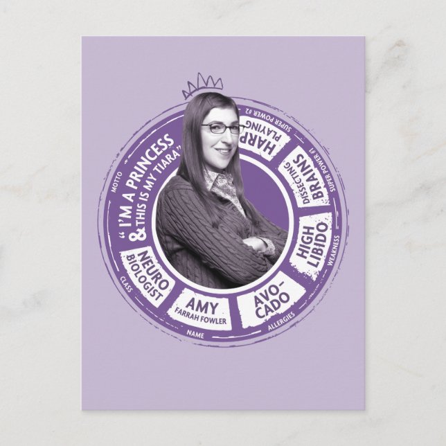 Amy Farrah Fowler Info Graphic Postkarte (Vorderseite)