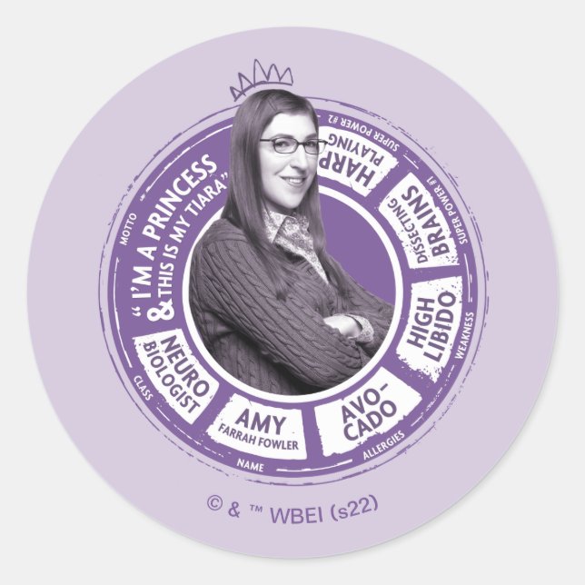 Amy Farrah Fowler Info Graphic Runder Aufkleber (Vorderseite)