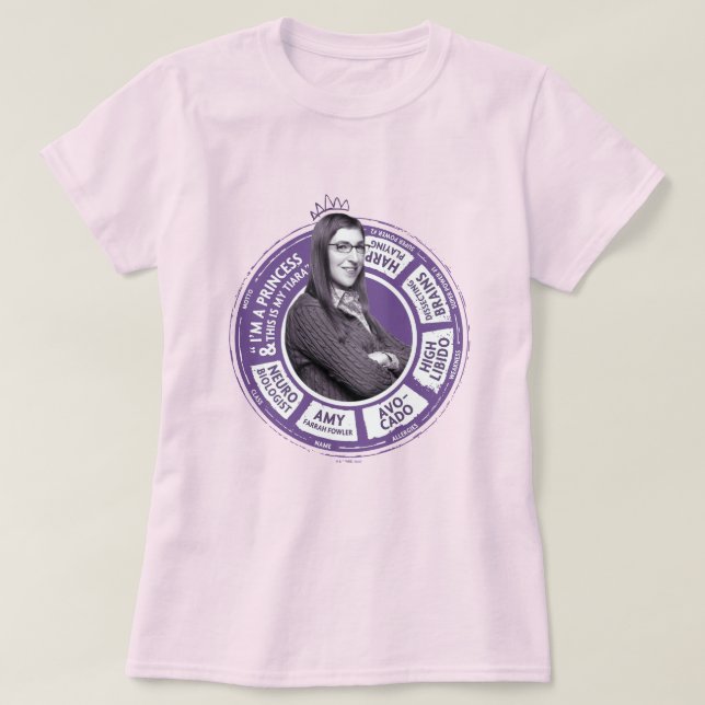 Amy Farrah Fowler Info Graphic T-Shirt (Design vorne)