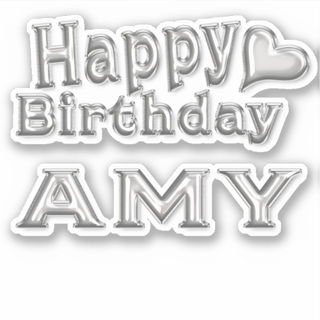 Amy Happy Birthday silver Aufkleber Sticker (Vorderseite)
