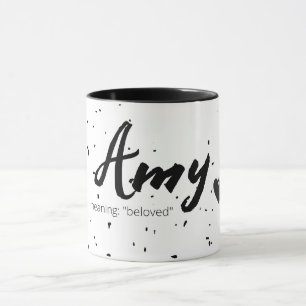 Amy Name bedeutet Womens Tasse Minimal Schwarz-wei