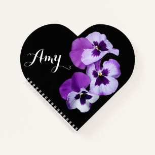 Amy-Name lila Panik Blütenherz Notizbuch
