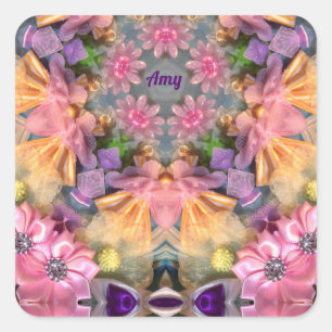 AMY ~ Shades Gelb, Lila, Rosa, Blau Quadratischer Aufkleber