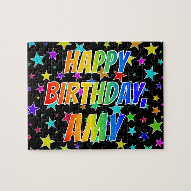 "AMY" Vorname, Spaß "GLÜCKLICHER GEBURTSTAG" Puzzle (Horizontal)