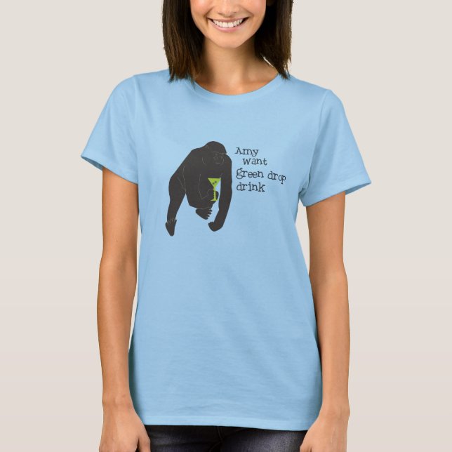 Amy wollen grünes Tropfen-Getränk T-Shirt (Vorderseite)